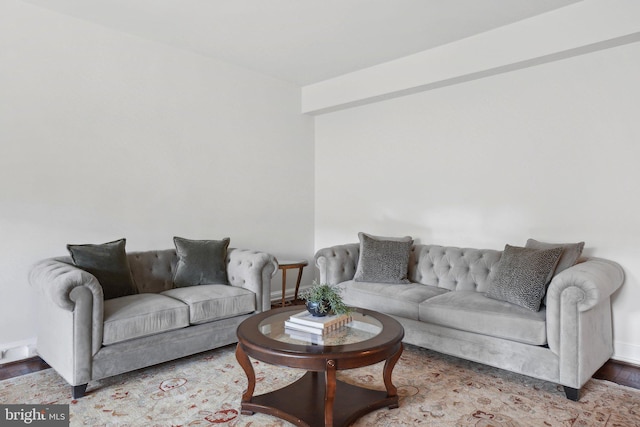 living room featuring baseboards and wood finished floors