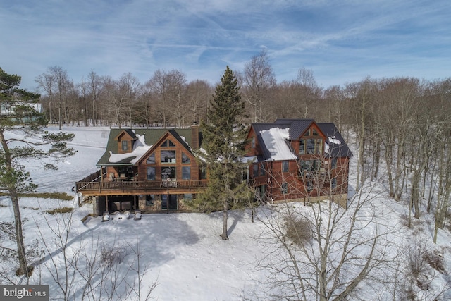 view of front of home with a wooden deck