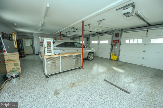 garage with a garage door opener