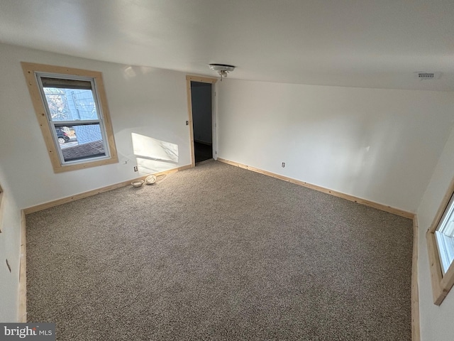 view of carpeted spare room