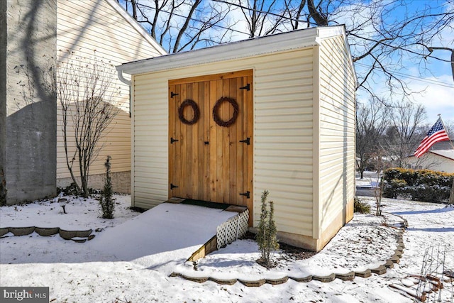 view of snow covered structure