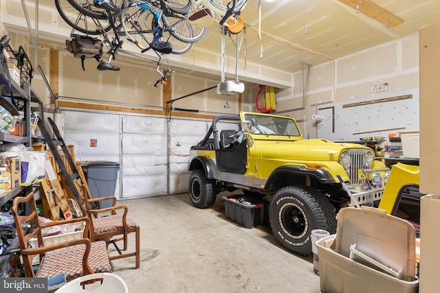 garage with a garage door opener