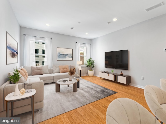 living room featuring light hardwood / wood-style floors