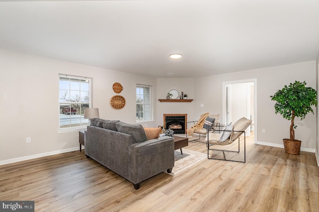 living room featuring light hardwood / wood-style flooring