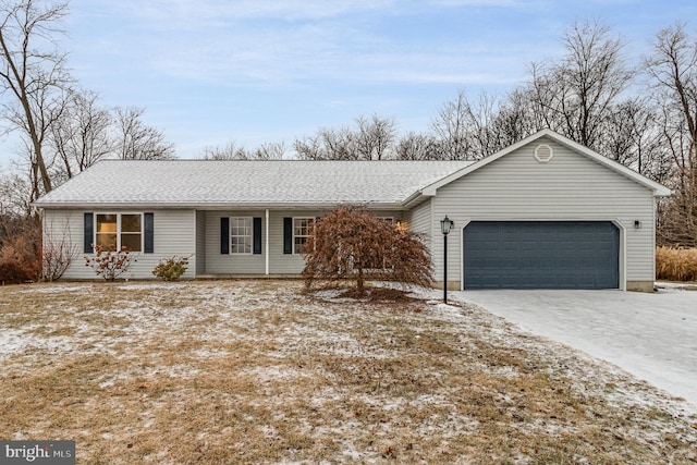 single story home with a garage