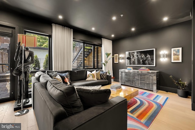 living room featuring light hardwood / wood-style floors