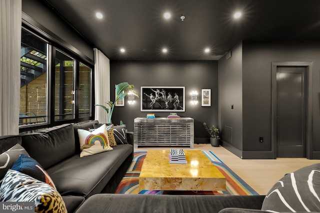 living room featuring light hardwood / wood-style floors