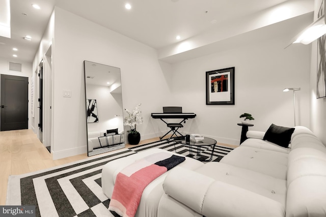 living room with light hardwood / wood-style floors