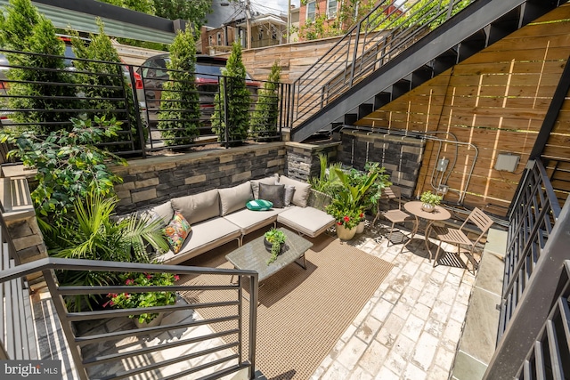 view of patio with an outdoor hangout area