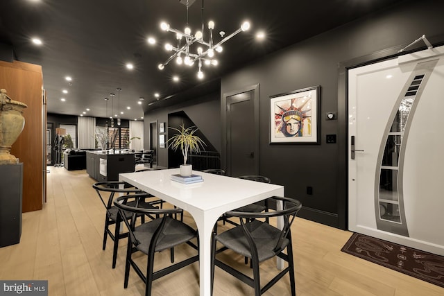 dining area featuring light wood-type flooring