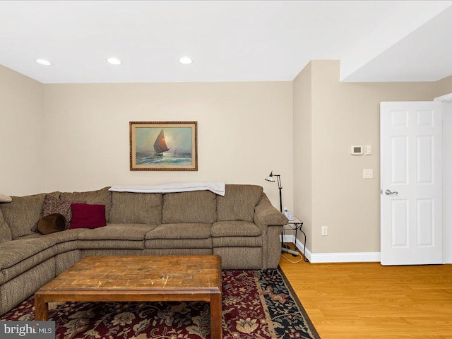 living room with hardwood / wood-style flooring