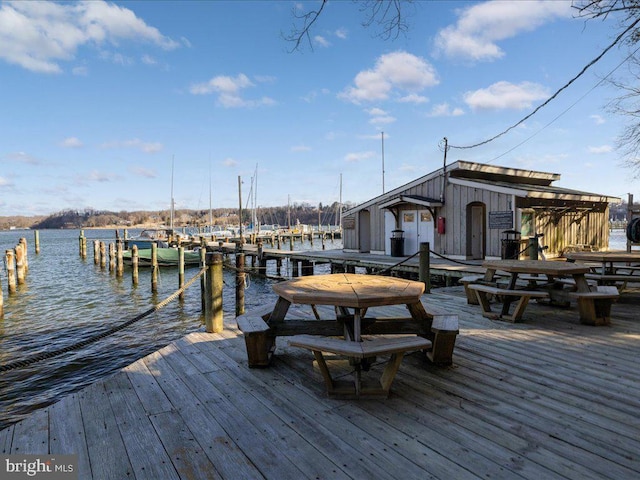 view of dock featuring a water view