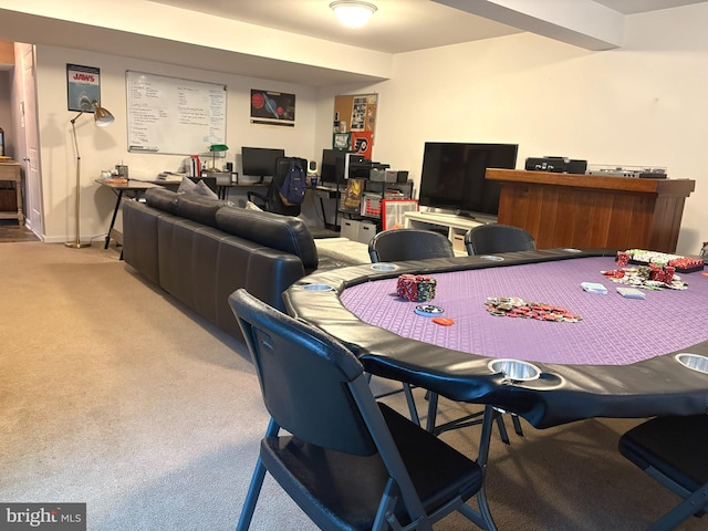 view of carpeted dining area