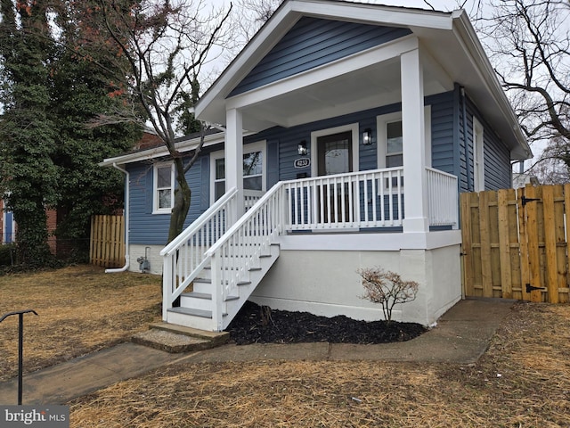 bungalow featuring a porch