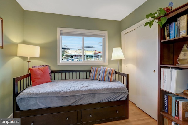 bedroom featuring light wood finished floors