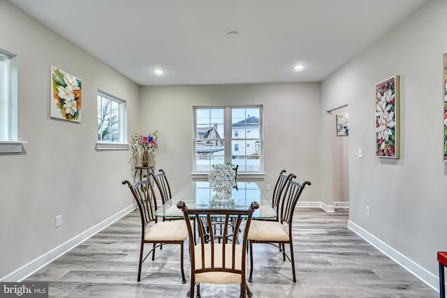 dining space featuring hardwood / wood-style flooring