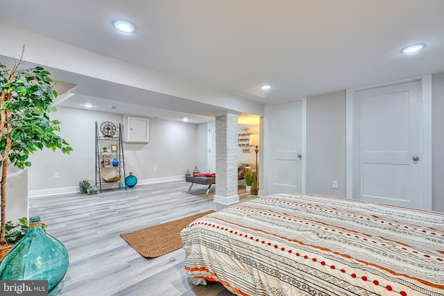 bedroom featuring light hardwood / wood-style flooring