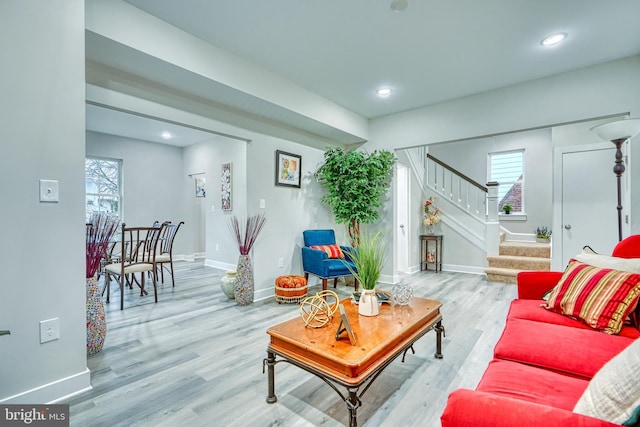 living room featuring wood-type flooring