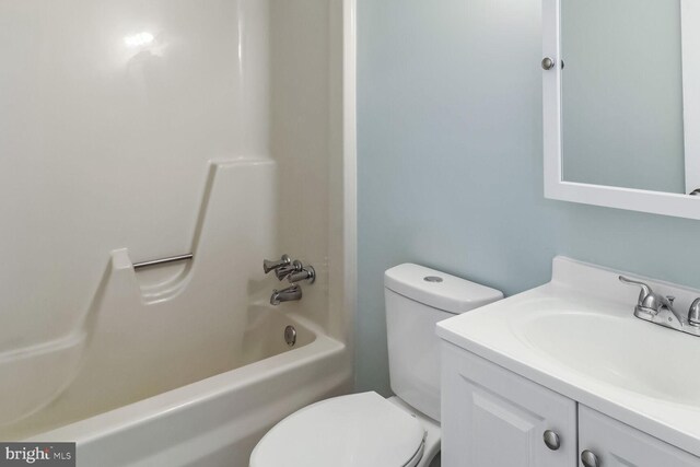 full bathroom with vanity, toilet, and shower / bath combination