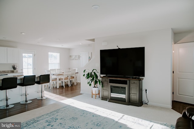 living room featuring light hardwood / wood-style flooring