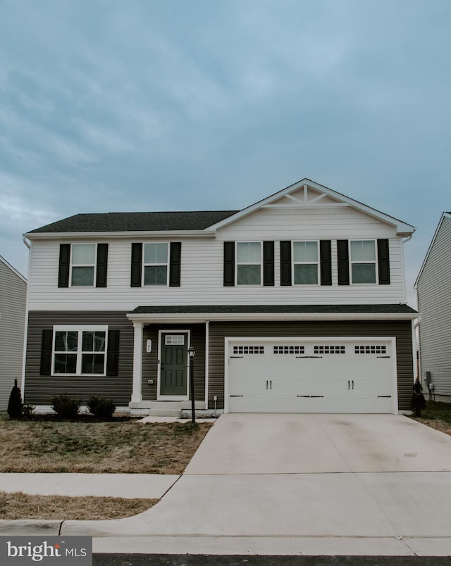 view of front of home featuring a garage