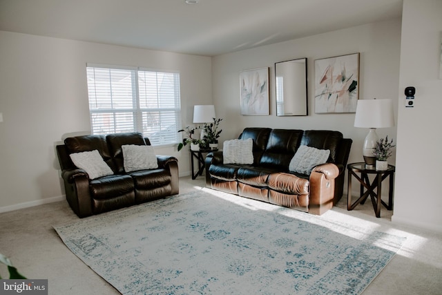 living room with carpet floors