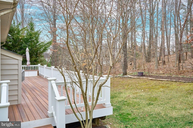 view of yard featuring a wooden deck