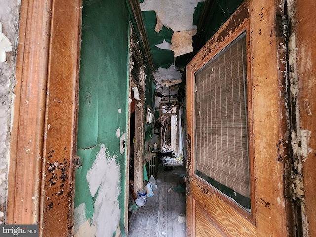 misc room with dark wood-type flooring