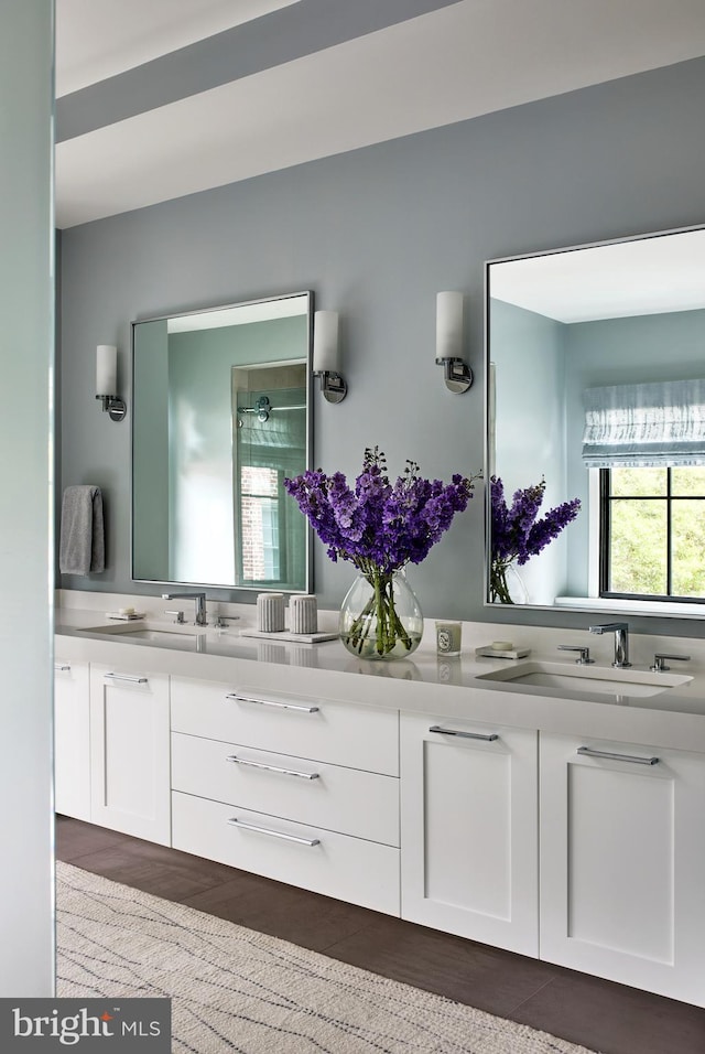 bathroom featuring double vanity and a sink