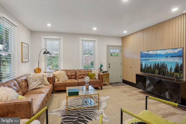 living room featuring light hardwood / wood-style flooring