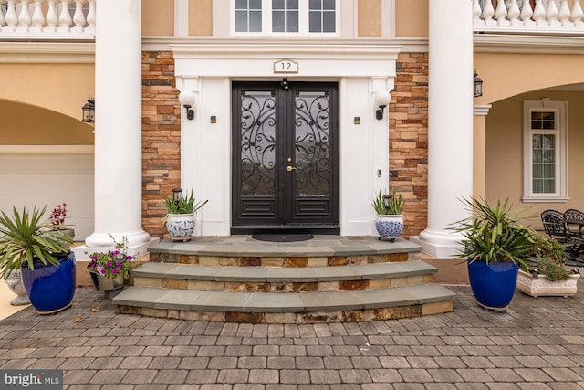 view of exterior entry with french doors