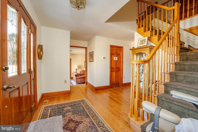 foyer entrance featuring light hardwood / wood-style floors