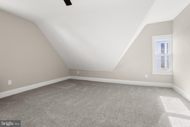 additional living space with lofted ceiling and carpet