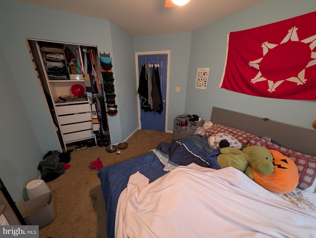 carpeted bedroom featuring a closet