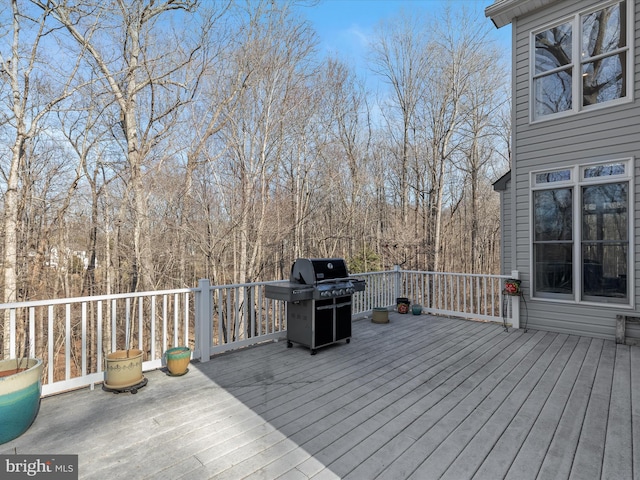 deck featuring grilling area