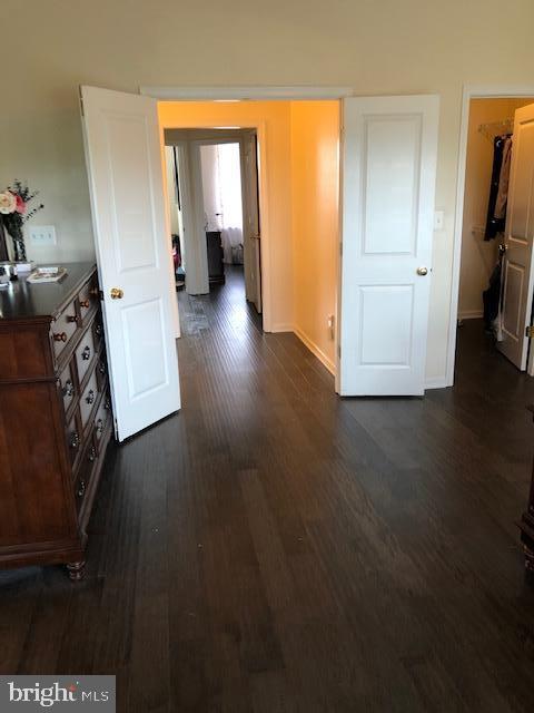 hallway featuring dark wood-type flooring