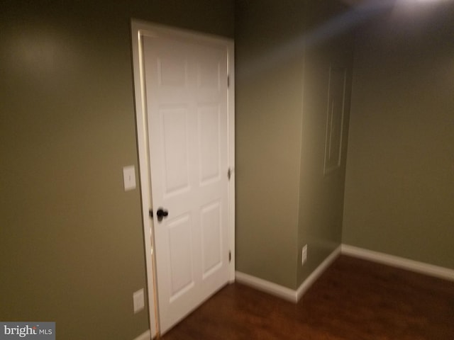 interior space with dark wood-type flooring