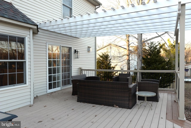2477 Meade Dr, Vineland, NJ 08361 - wooden deck with an outdoor hangout area and a pergola