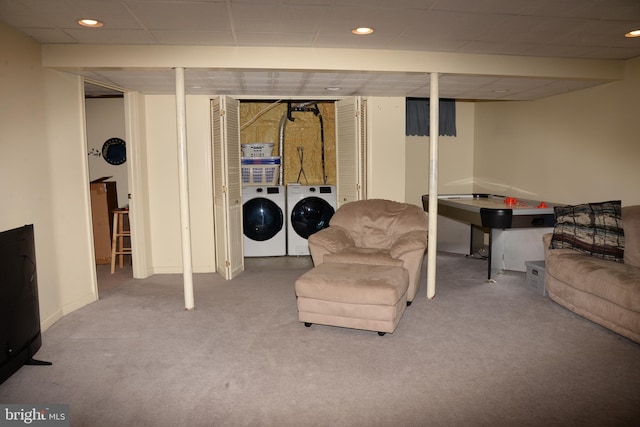 2477 Meade Dr, Vineland, NJ 08361 - basement with separate washer and dryer and carpet floors