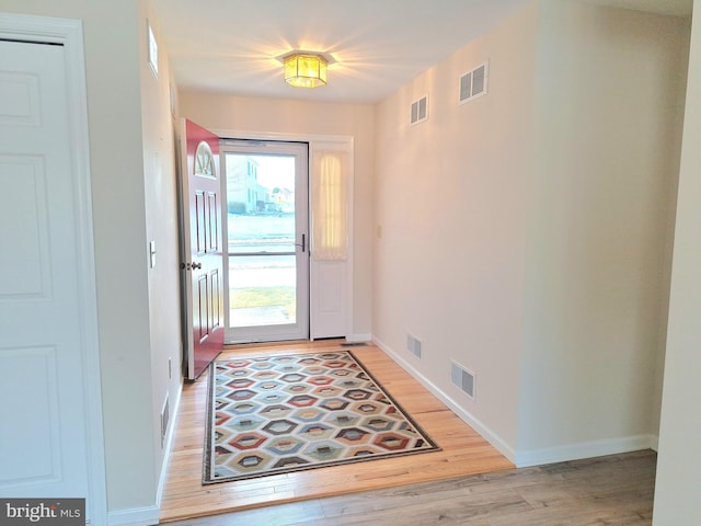 foyer entrance with hardwood / wood-style flooring and a healthy amount of sunlight