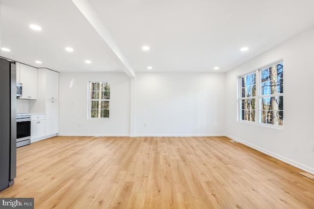 unfurnished living room featuring light hardwood / wood-style flooring