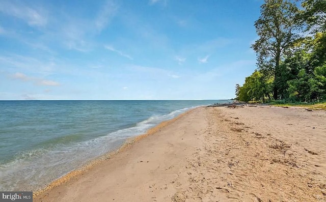 view of water feature featuring a view of the beach