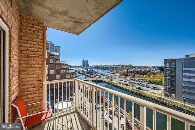 balcony with a water view