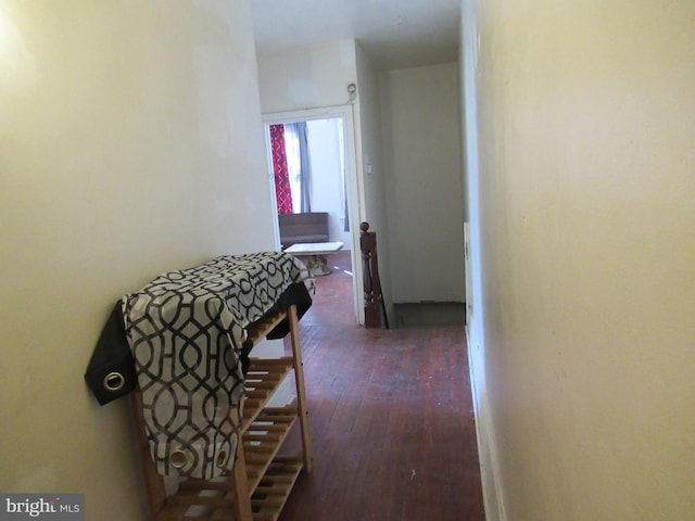 corridor with dark wood-type flooring