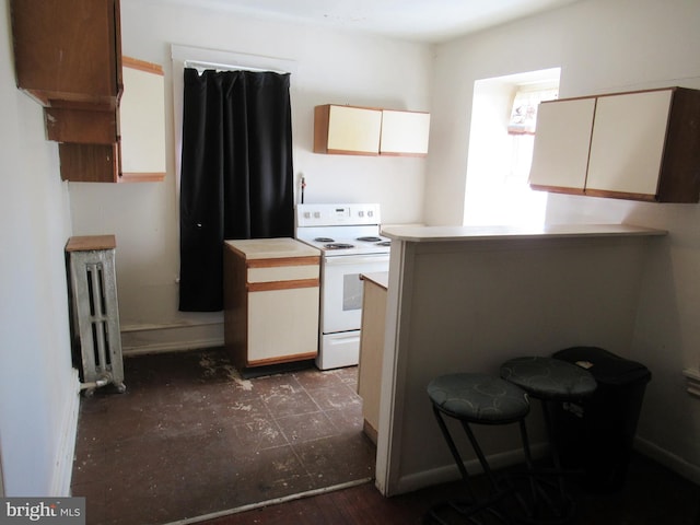 kitchen with white range with electric cooktop