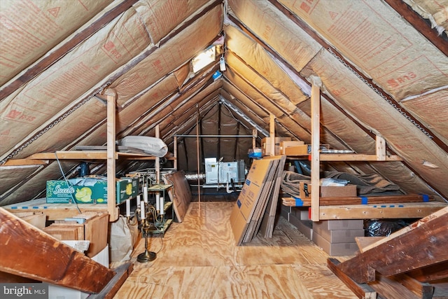 view of unfinished attic