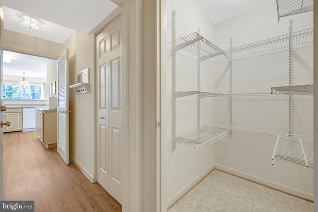 spacious closet with light wood-style floors