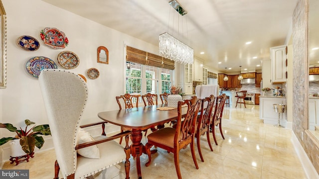dining area with recessed lighting