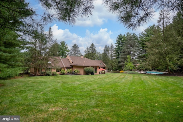 view of yard featuring an outdoor pool