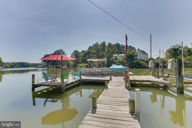 dock area featuring a water view